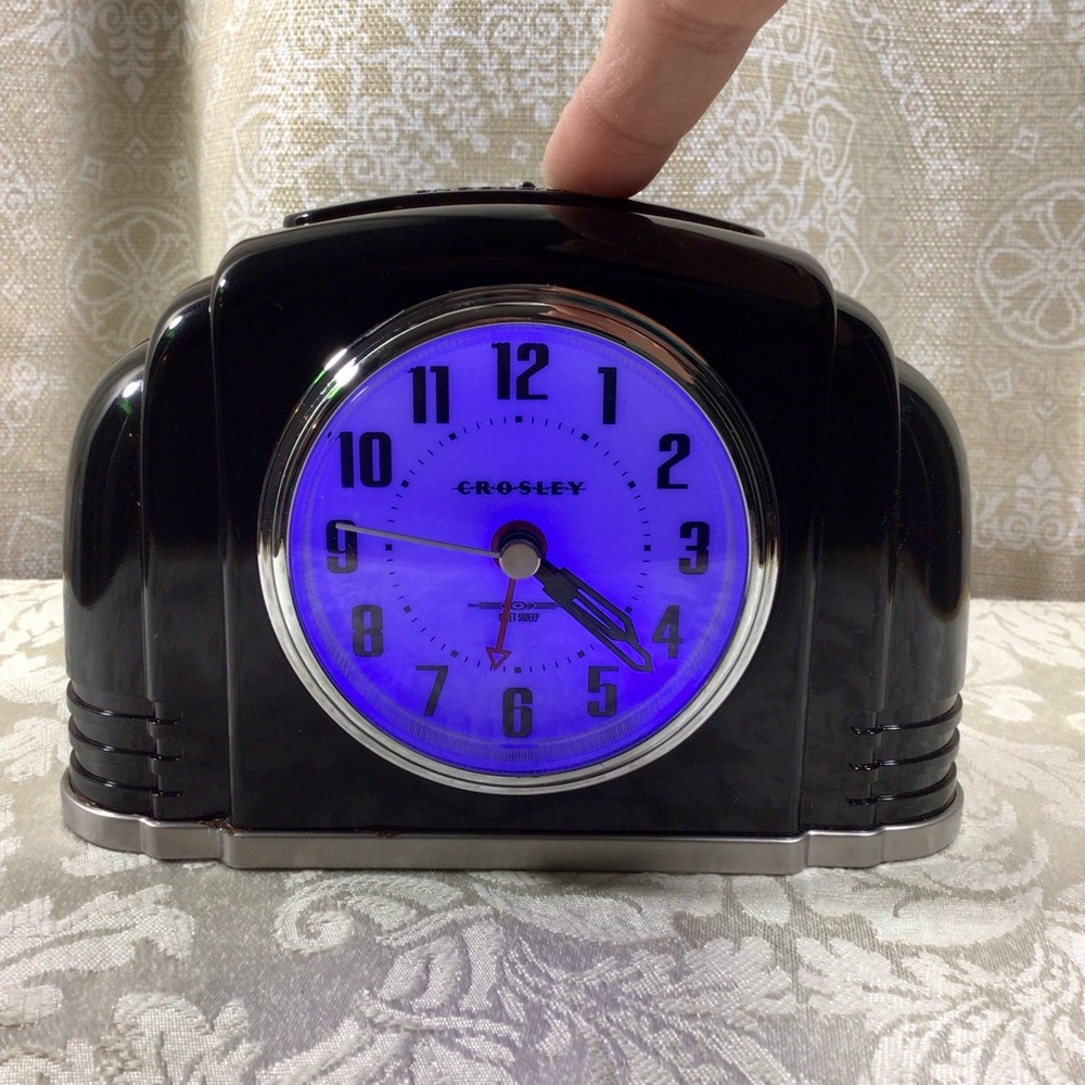 Crosley Black Art Deco 1920’s Style Battery Operated Alarm Clock - Picture 1 of 9